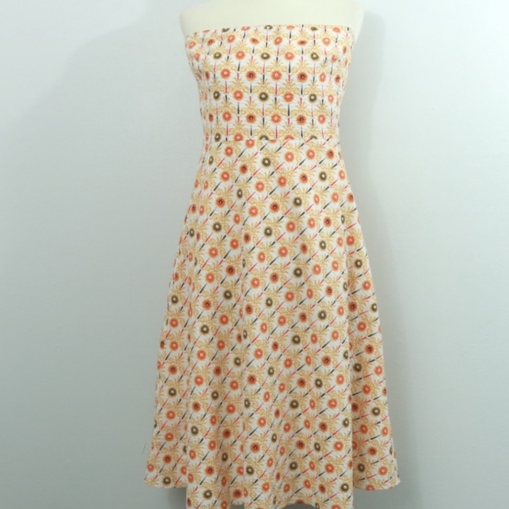 J Crew Floral Cotton Seersucker Strapless Dress in perfect condition